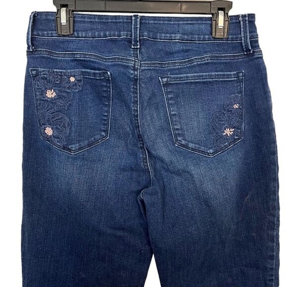 NYDJ Not Your Daughter's Jeans MARILYN ANKLE Dark Wash Stretch Jeans Flowers 10 - Picture 16 of 16